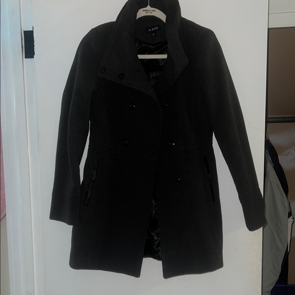 A. Byer Women's Elegant Black Pea Coat